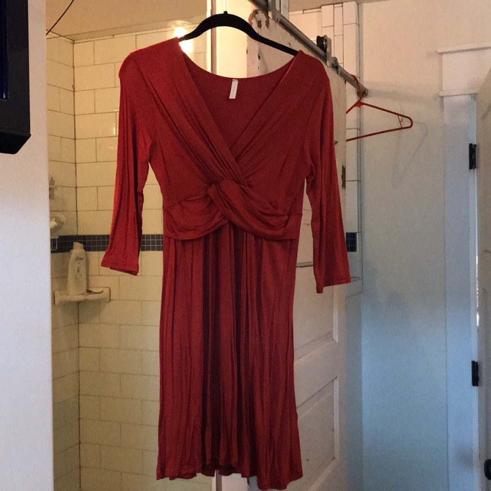 Burnt Orange Dress with 3/4 sleeves